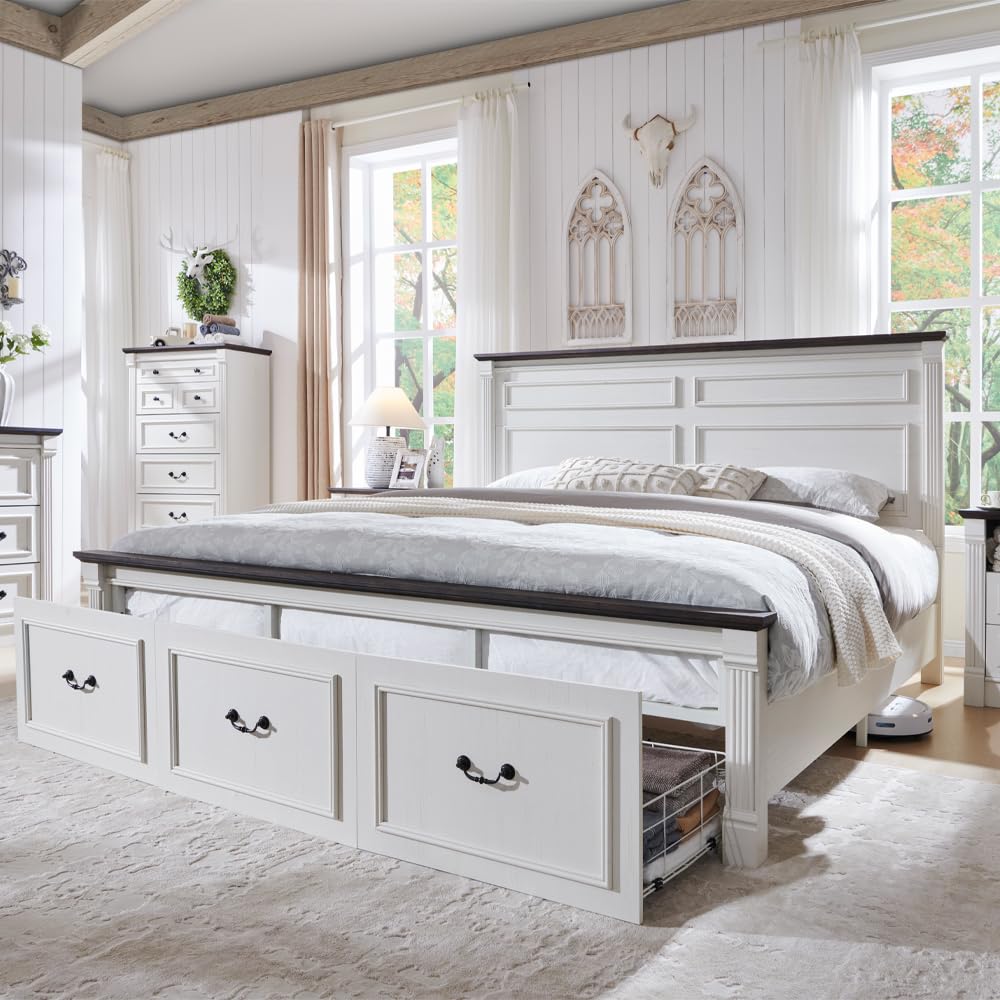 King Size Bed Frame With Storage Drawers - Base de Cama King Size Estilo