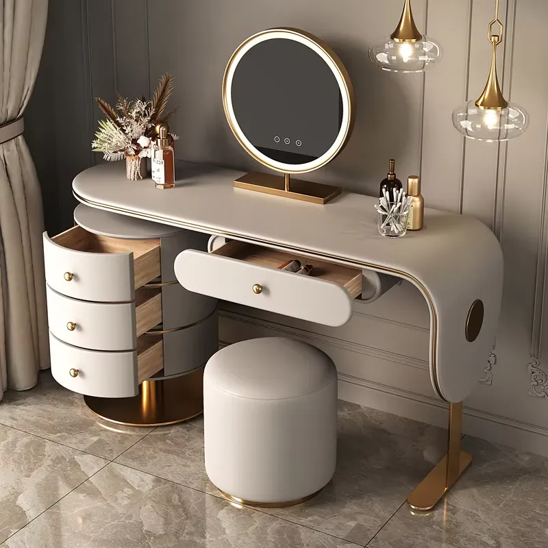 Dressing Table Vanity With Lighted Mirror - Juego de tocador de madera de