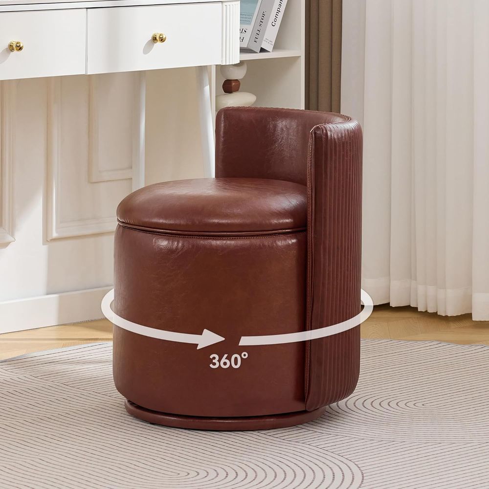 Bedroom Furniture - Silla de tocador de cuero marrón