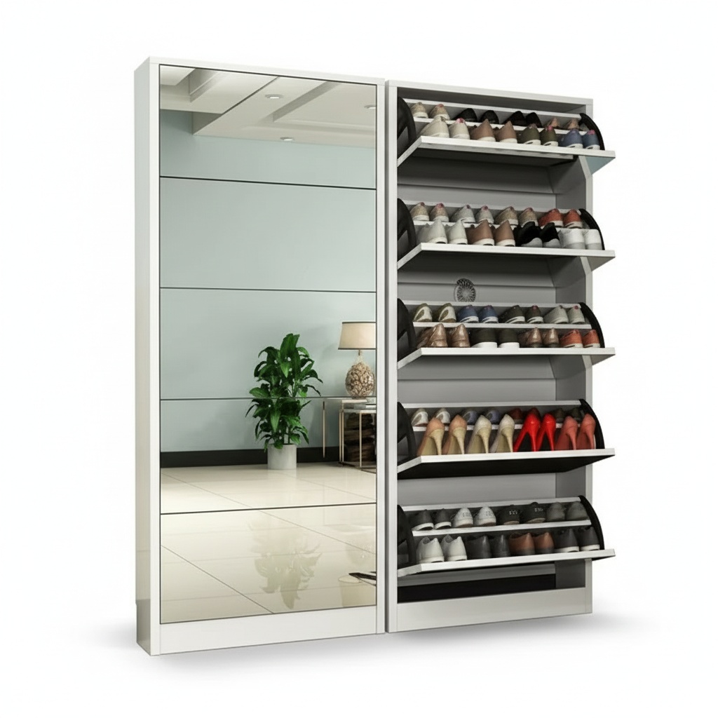 Shoe Rack Cabinet Narrow Entryway - Mueble Zapatero Moderno de Madera con