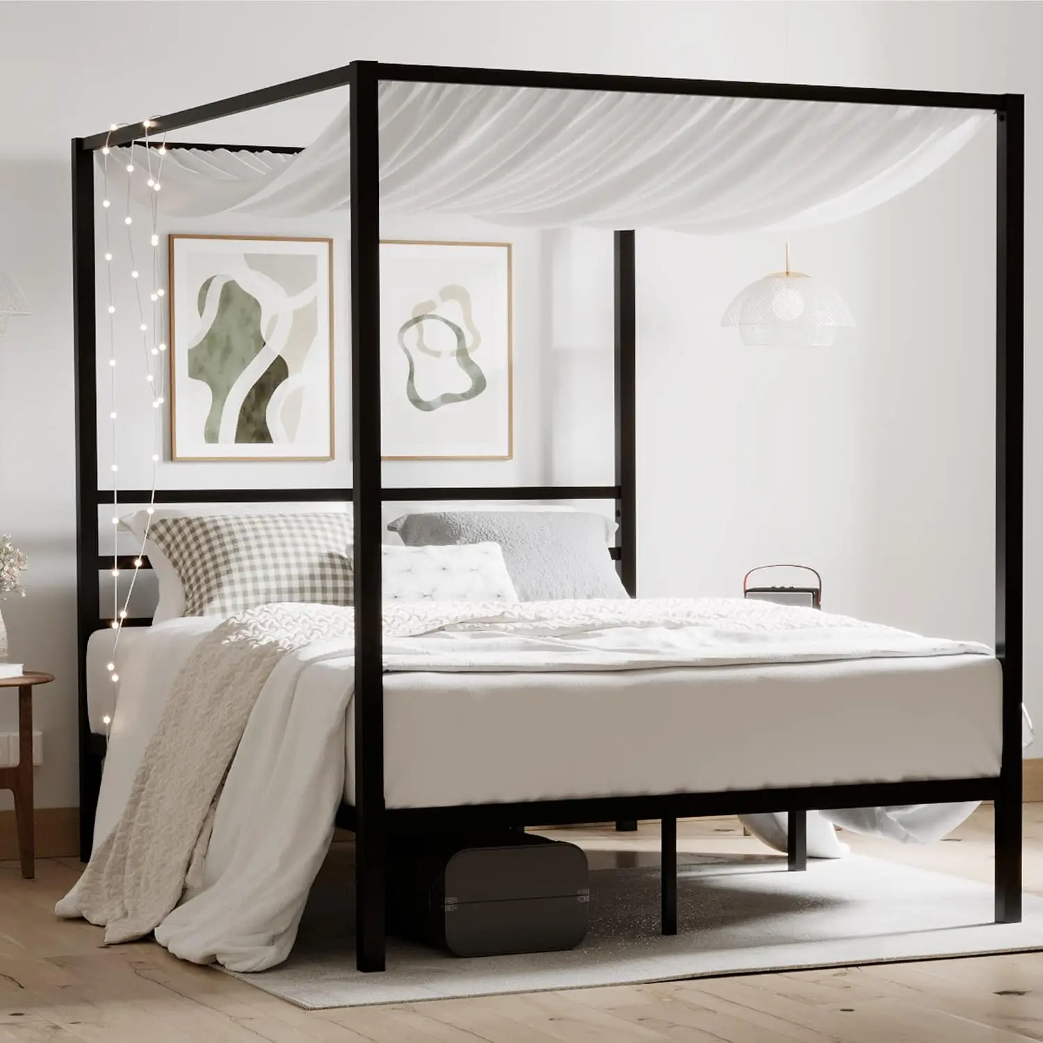 Canopy Bed Frame Metal Queen - Base de Cama con Toldo de