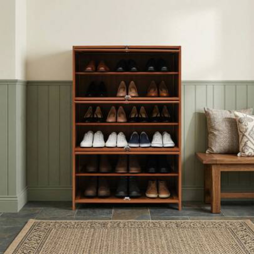 Shoe Rack Cabinet Narrow Entryway - Zapatero de 7 Niveles con Puerta