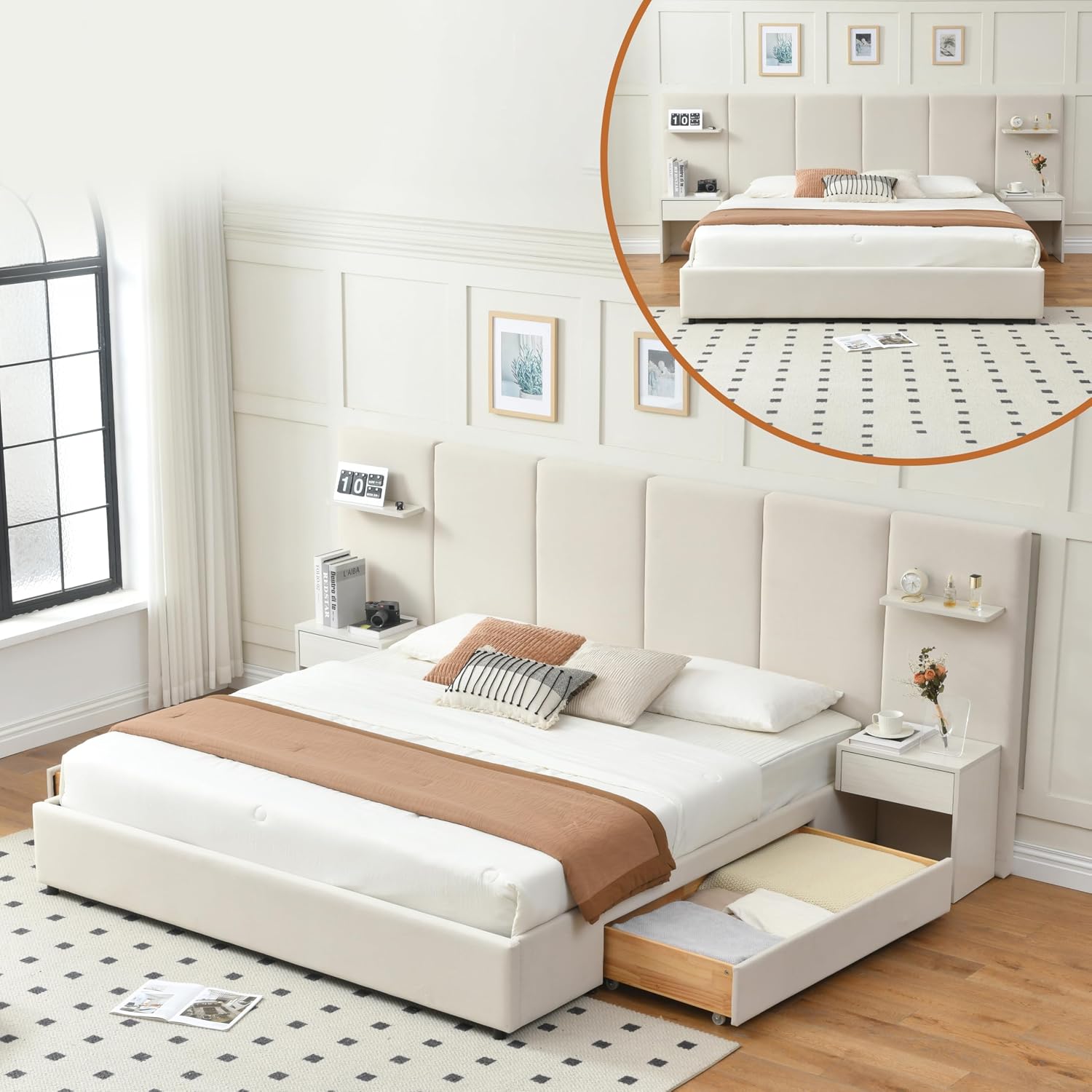 King Size Bed Frame With Storage Drawers - Base de Cama King Size con