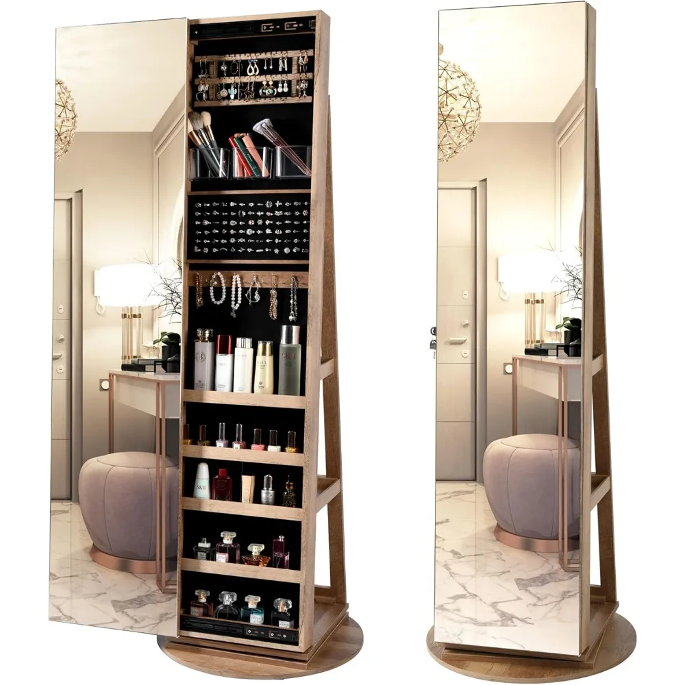 Full Length Mirror Jewelry Armoire - Organizador de armario de joyería grande