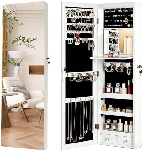 Full Length Mirror Jewelry Armoire - Armario Organizador de Joyas con Cerradura,