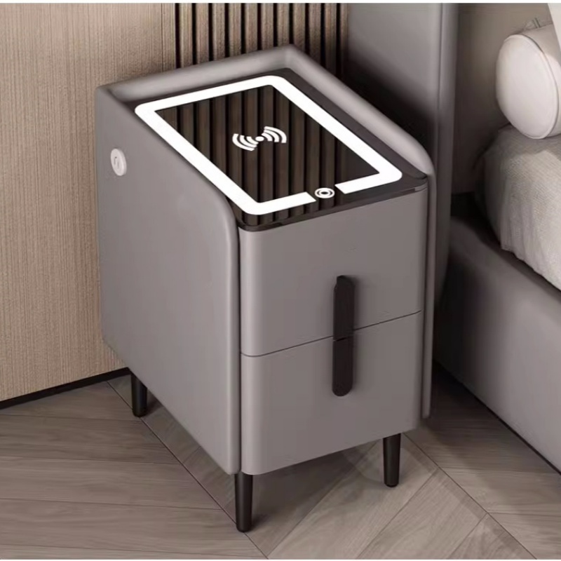 Solid Wood Nightstand 2 Drawers - Mesita de Noche Inteligente de Estilo