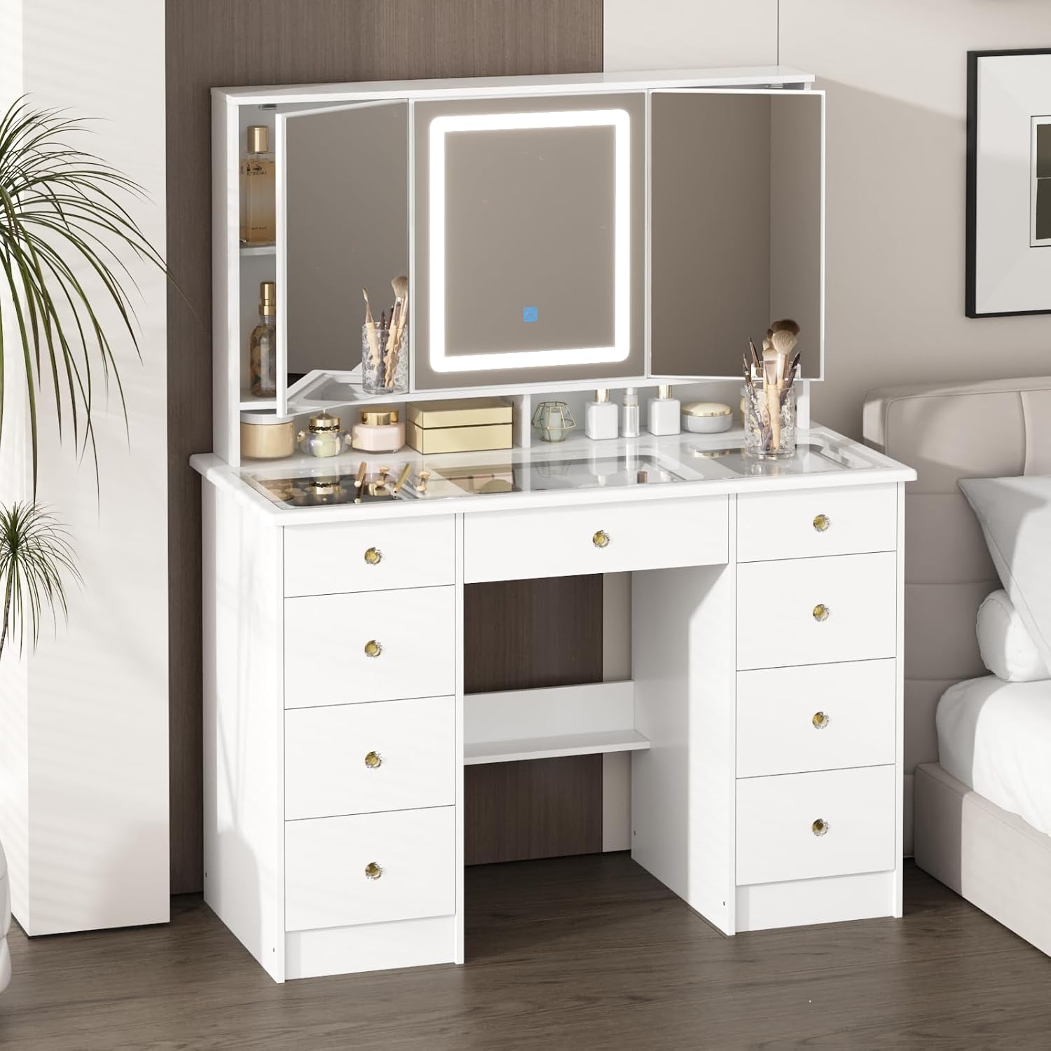 Dressing Table Vanity With Lighted Mirror - Tocador con Espejo y Luces, Tocador