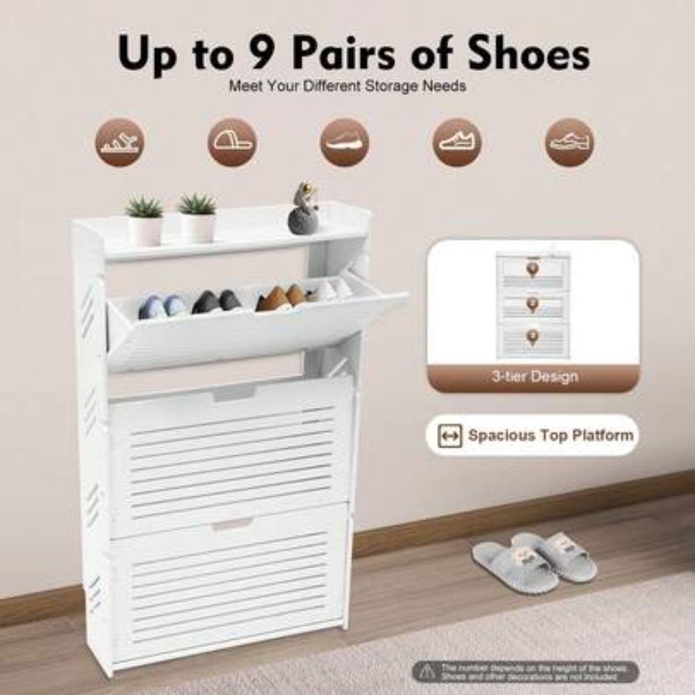 Shoe Rack Cabinet Narrow Entryway - Mueble moderno para guardar zapatos, organizador