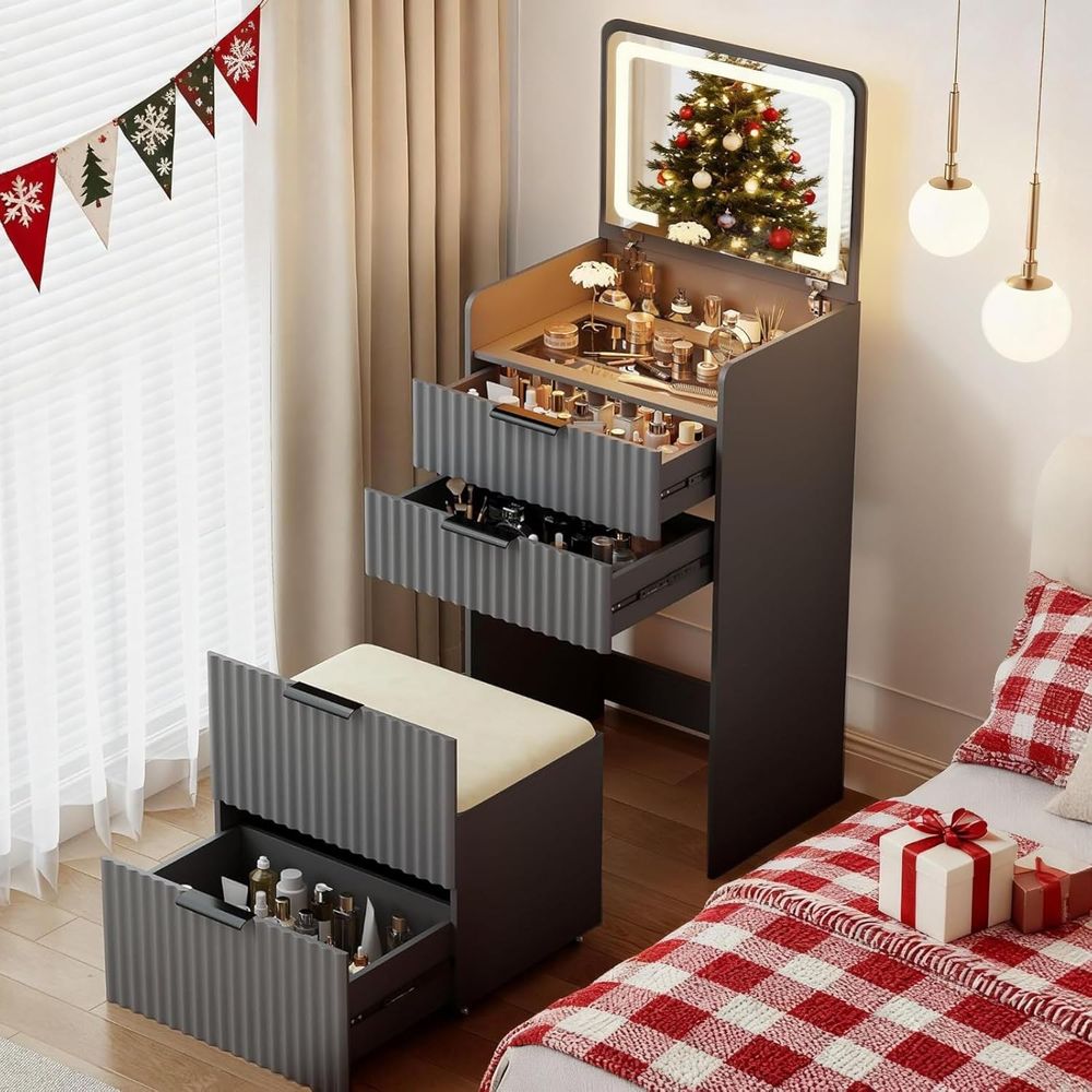 Bedroom Furniture - Tocador Gris 3 en 1 con