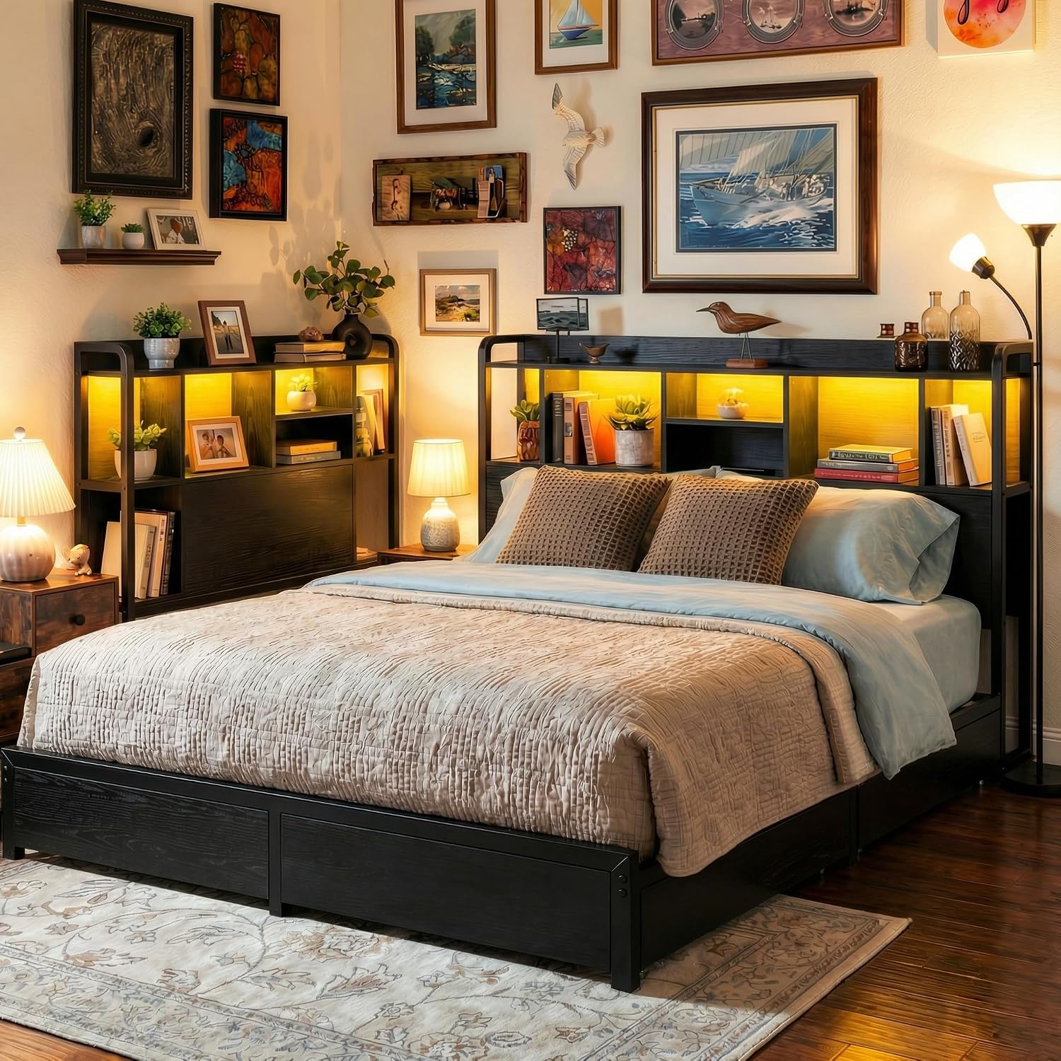 King Size Bed Frame With Storage Drawers - Base de Cama King Size con