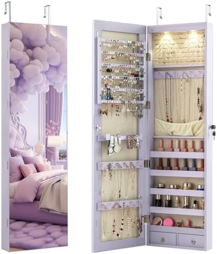 Full Length Mirror Jewelry Armoire - Armario para Joyas de Pared o