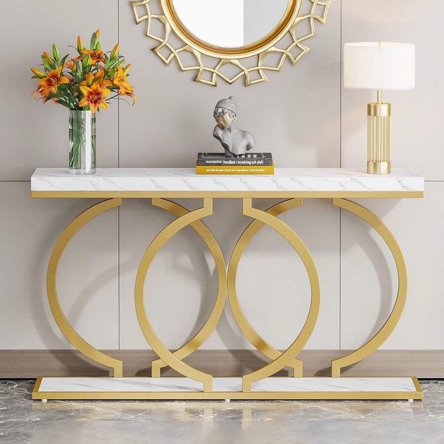 Sofas - Mesa Consola Moderna Dorada de un