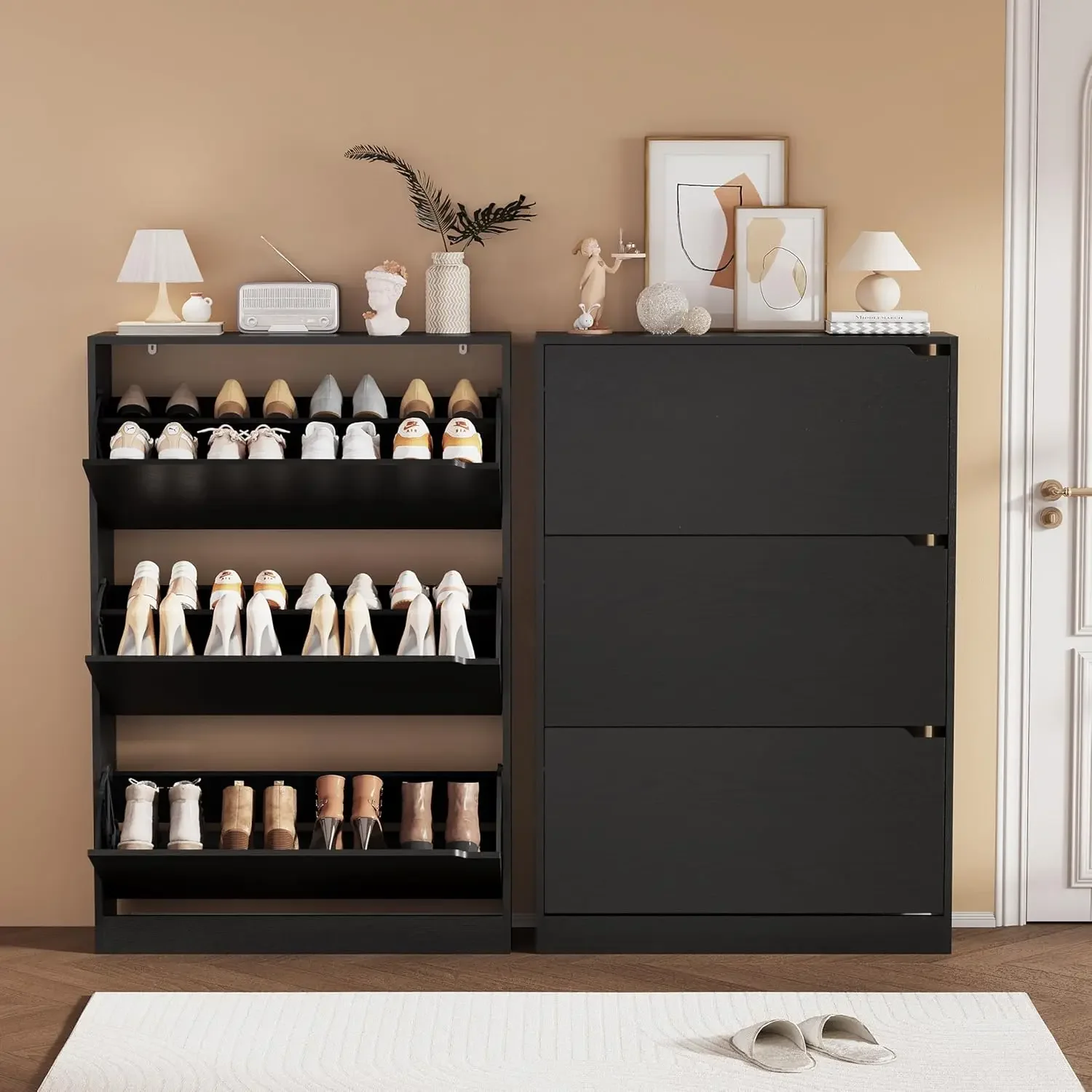 Shoe Rack Cabinet Narrow Entryway - Mueble Zapatero de Madera para Entrada