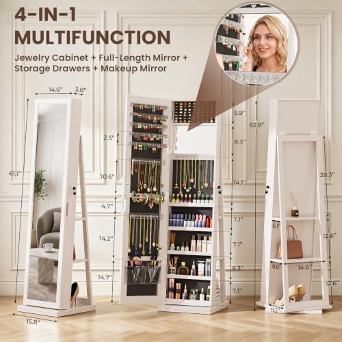 Armario para Joyas 4 en 1 con  - Full Length Mirror Jewelry Armoire reseña y precio