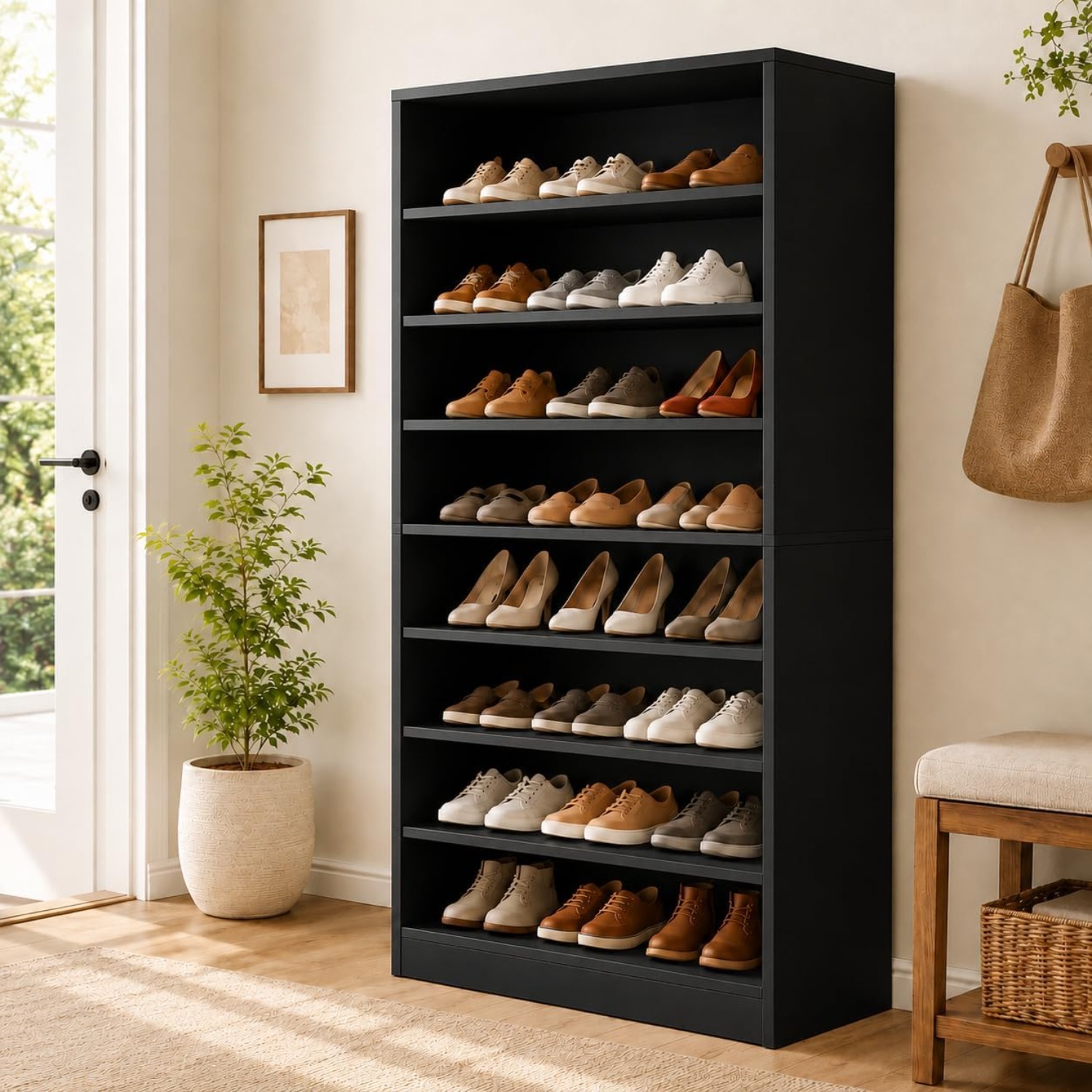 Zapatero alto de 9 niveles par - Shoe Rack Cabinet Narrow Entryway reseña y precio