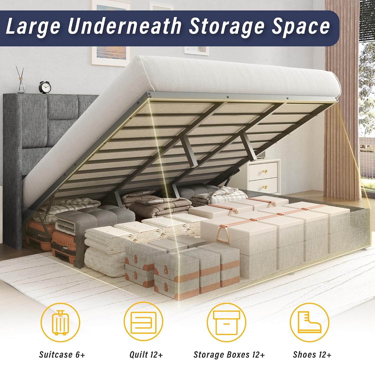 Base de Cama King Size con Ele - Gas Lift Storage Bed Hydraulic reseña y precio