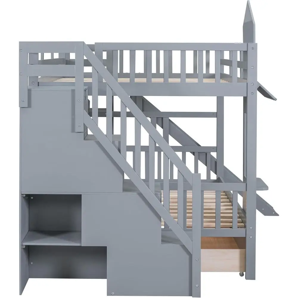 Cama litera tamaño matrimonial - Bunk Bed With Stairs And Slide reseña y precio