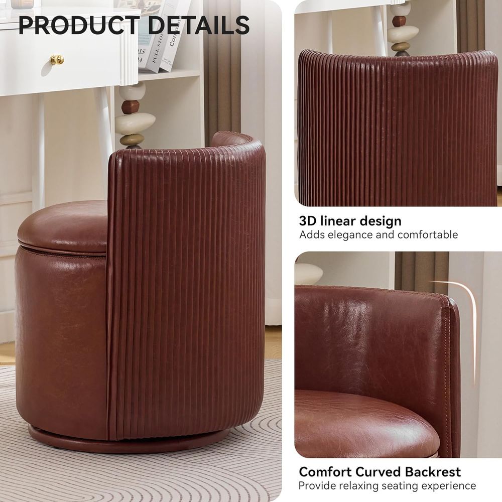 Silla de tocador de cuero marr - Bedroom Furniture reseña y precio