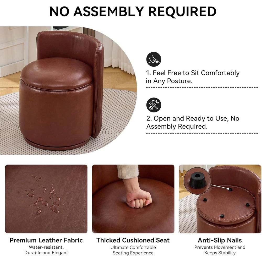 Silla de tocador de cuero marr - Bedroom Furniture reseña y precio