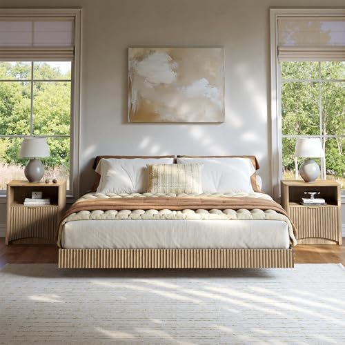 Juego de dormitorio, cama flot - Floating Nightstand With Led Light reseña y precio