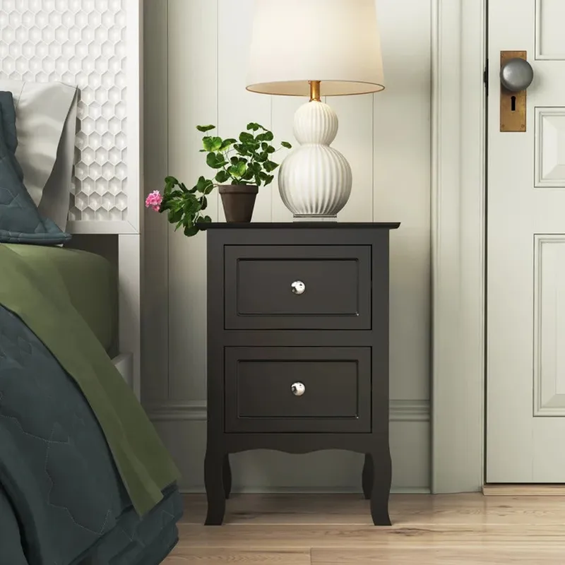 Mesita de Noche Retro de Mader - Solid Wood Nightstand 2 Drawers reseña y precio