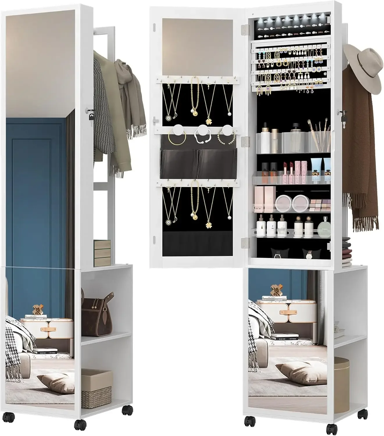 Armario para Joyas con 8 LED,  - Full Length Mirror Jewelry Armoire reseña y precio