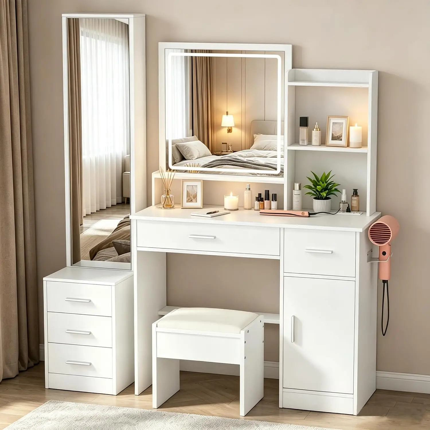 INTERGREAT Tocador de Maquilla - Dressing Table Vanity With Lighted Mirror reseña y precio