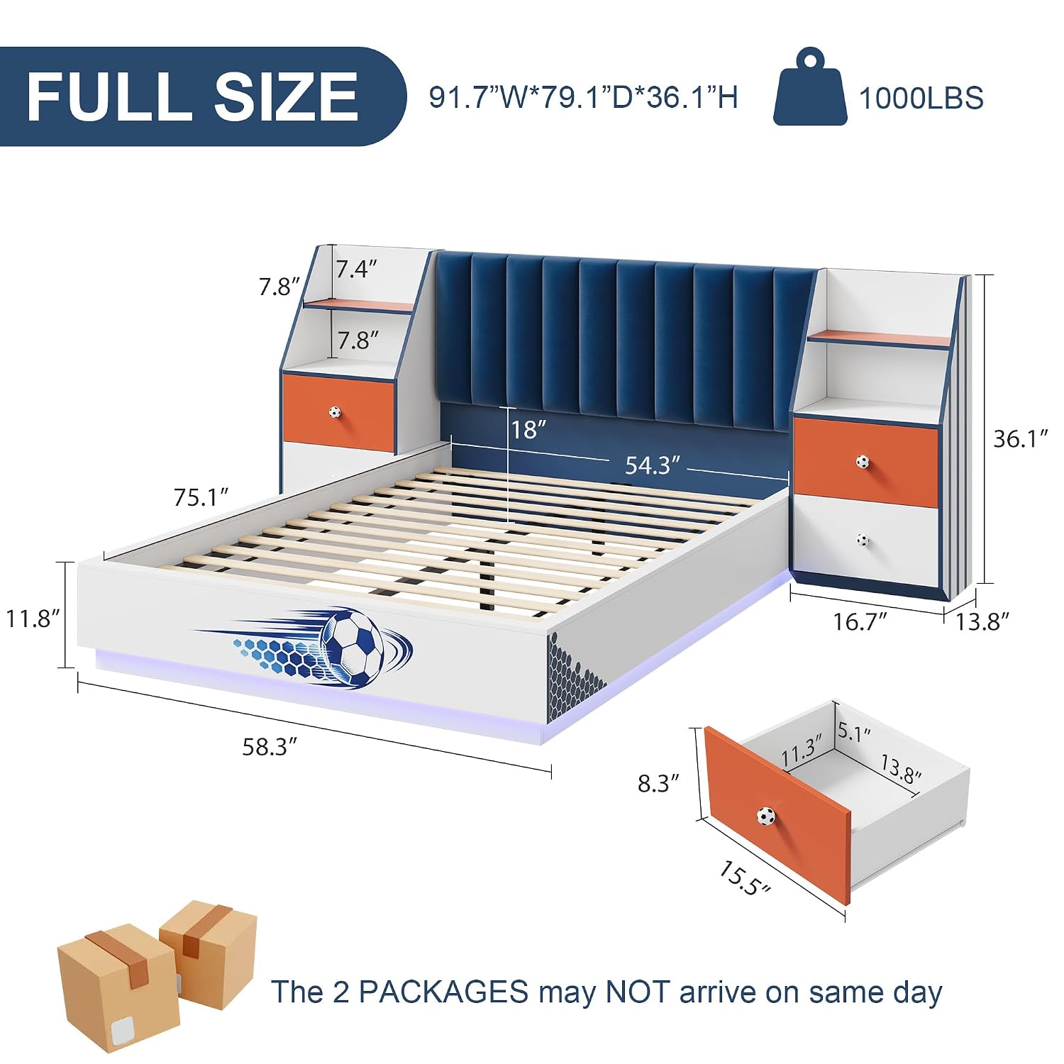 Cama Flotante de Tamaño Comple - Floating Nightstand With Led Light reseña y precio
