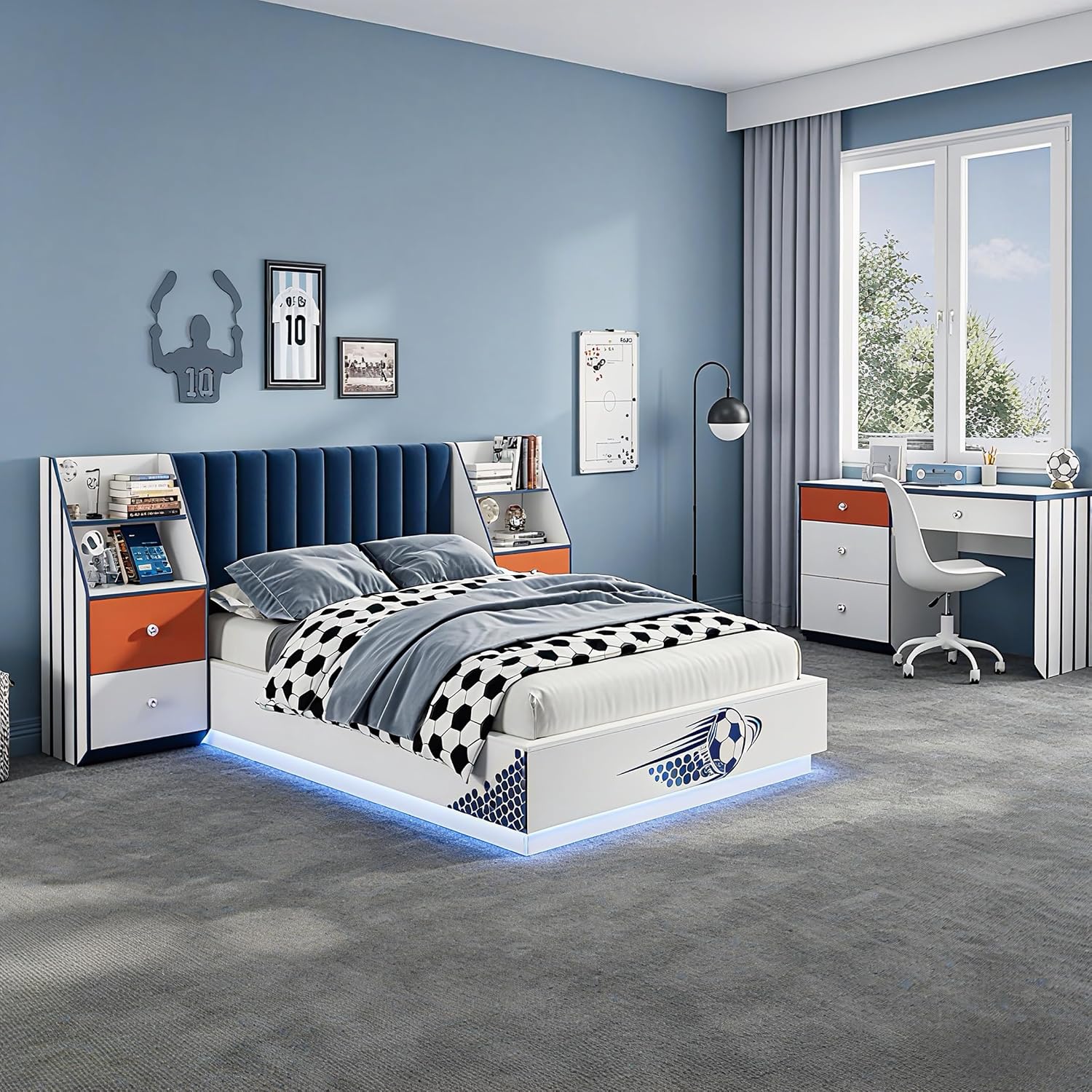 Cama Flotante de Tamaño Comple - Floating Nightstand With Led Light reseña y precio