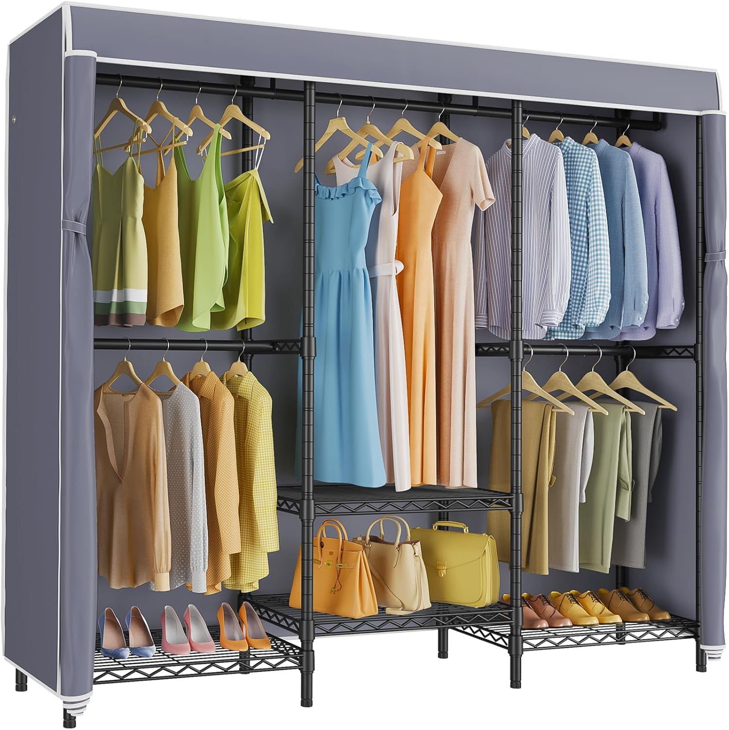 Perchero con cubierta y estant - Wardrobe Closet Portable Fabric Cover reseña y precio