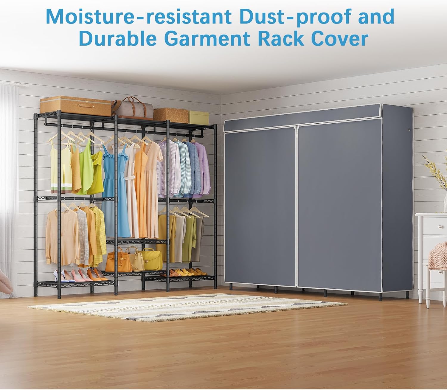 Perchero con cubierta y estant - Wardrobe Closet Portable Fabric Cover reseña y precio