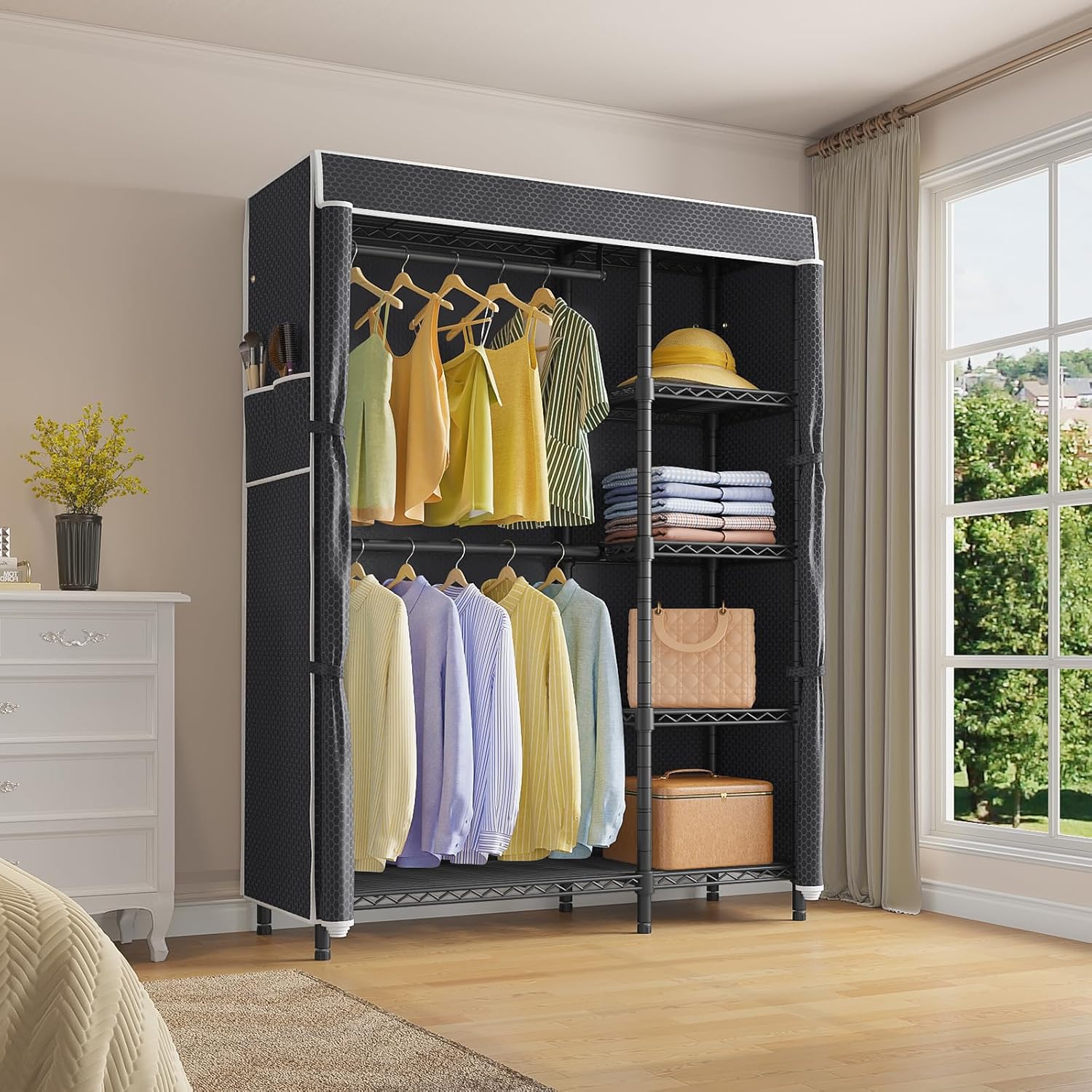 Armario Portátil Resistente co - Wardrobe Closet Portable Fabric Cover reseña y precio