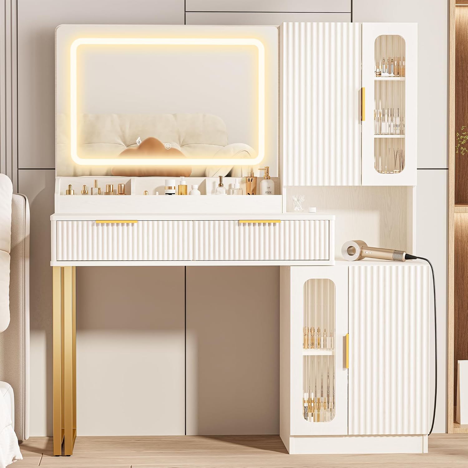 Espejo de tocador de 42 pulgad - Dressing Table Vanity With Lighted Mirror reseña y precio