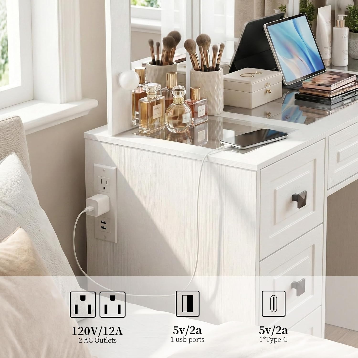 Escritorio de tocador iluminad - Dressing Table Vanity With Lighted Mirror reseña y precio