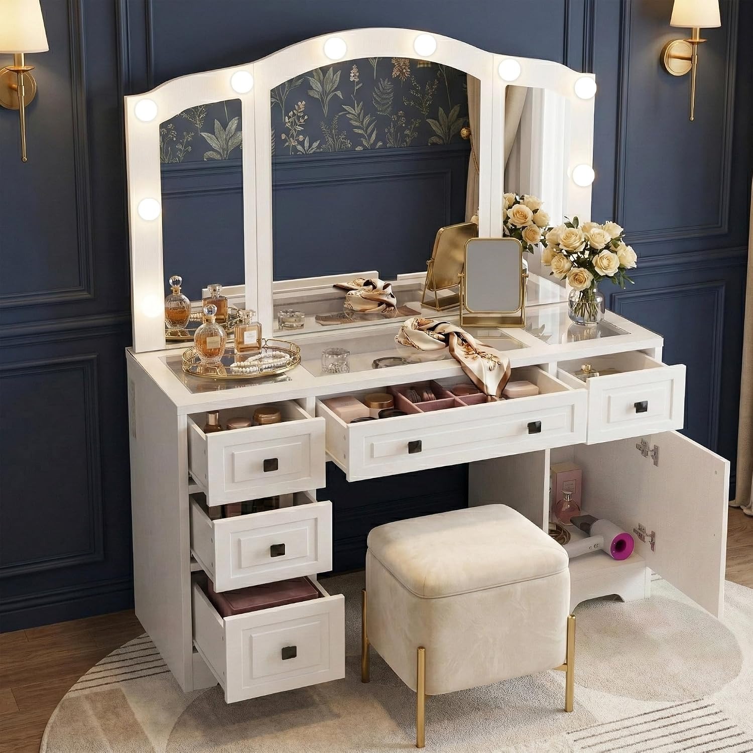 Escritorio de tocador iluminad - Dressing Table Vanity With Lighted Mirror reseña y precio
