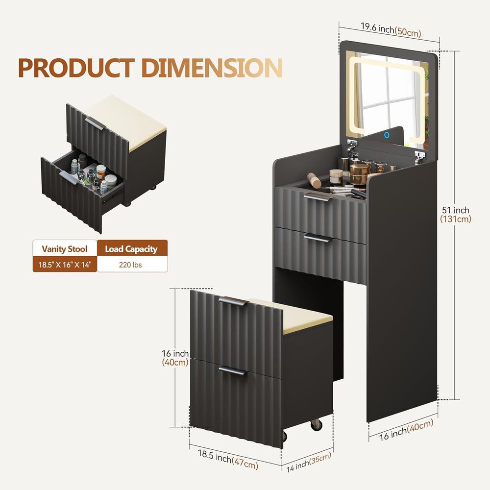 Tocador Gris 3 en 1 con Espejo - Bedroom Furniture reseña y precio