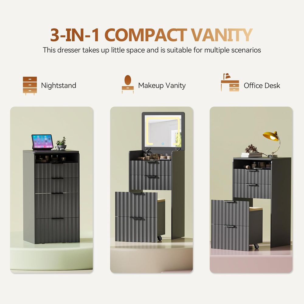 Tocador Gris 3 en 1 con Espejo - Bedroom Furniture reseña y precio
