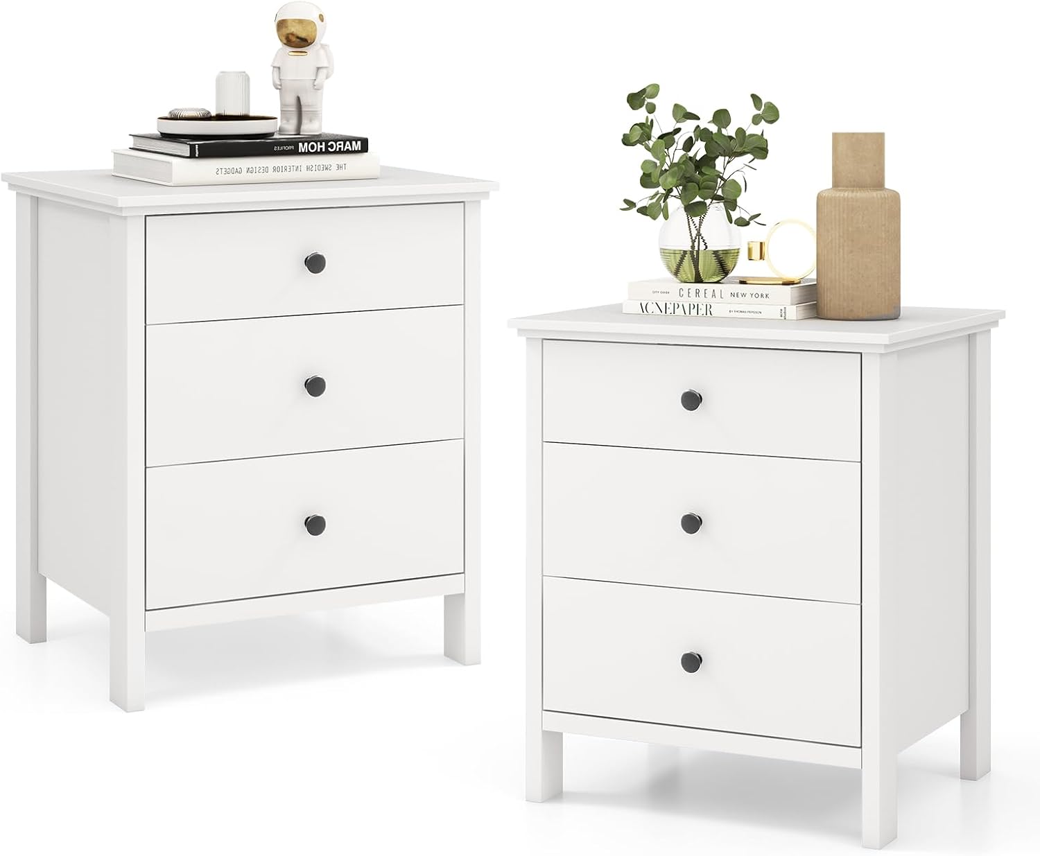Juego de 2 Mesitas de Noche co - Solid Wood Nightstand 2 Drawers reseña y precio