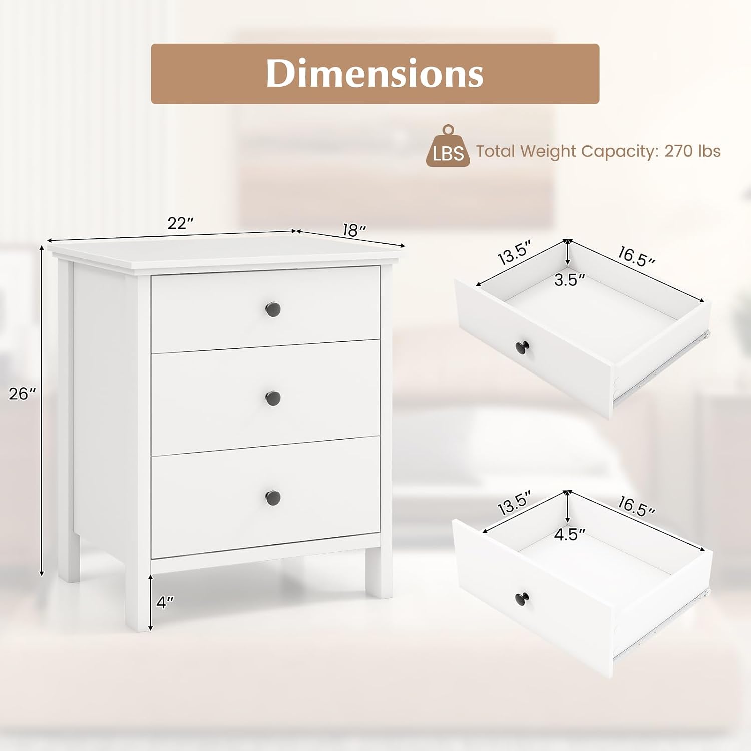 Juego de 2 Mesitas de Noche co - Solid Wood Nightstand 2 Drawers reseña y precio
