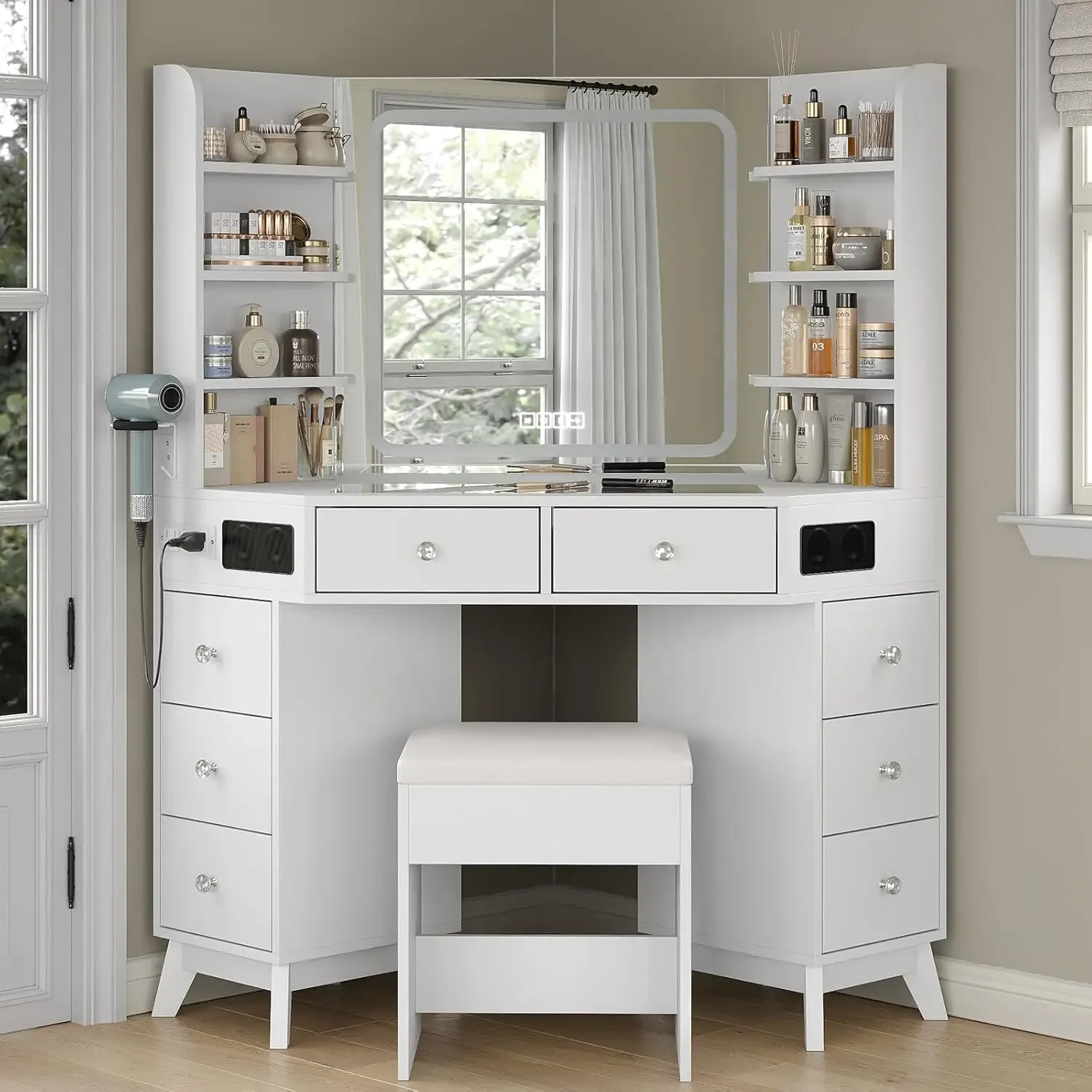 Tocador Esquinero con Altavoce - Dressing Table Vanity With Lighted Mirror reseña y precio