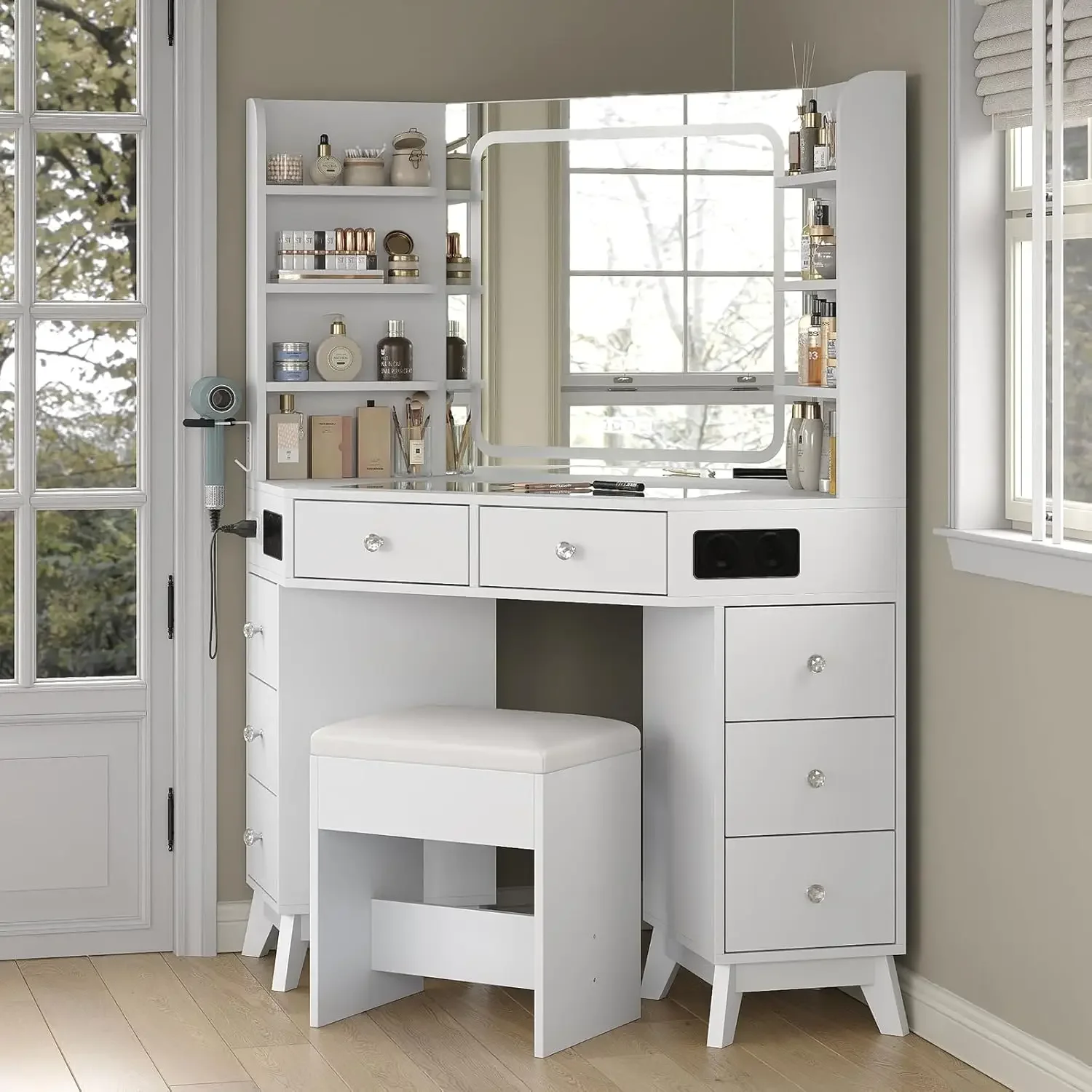 Tocador Esquinero con Altavoce - Dressing Table Vanity With Lighted Mirror reseña y precio