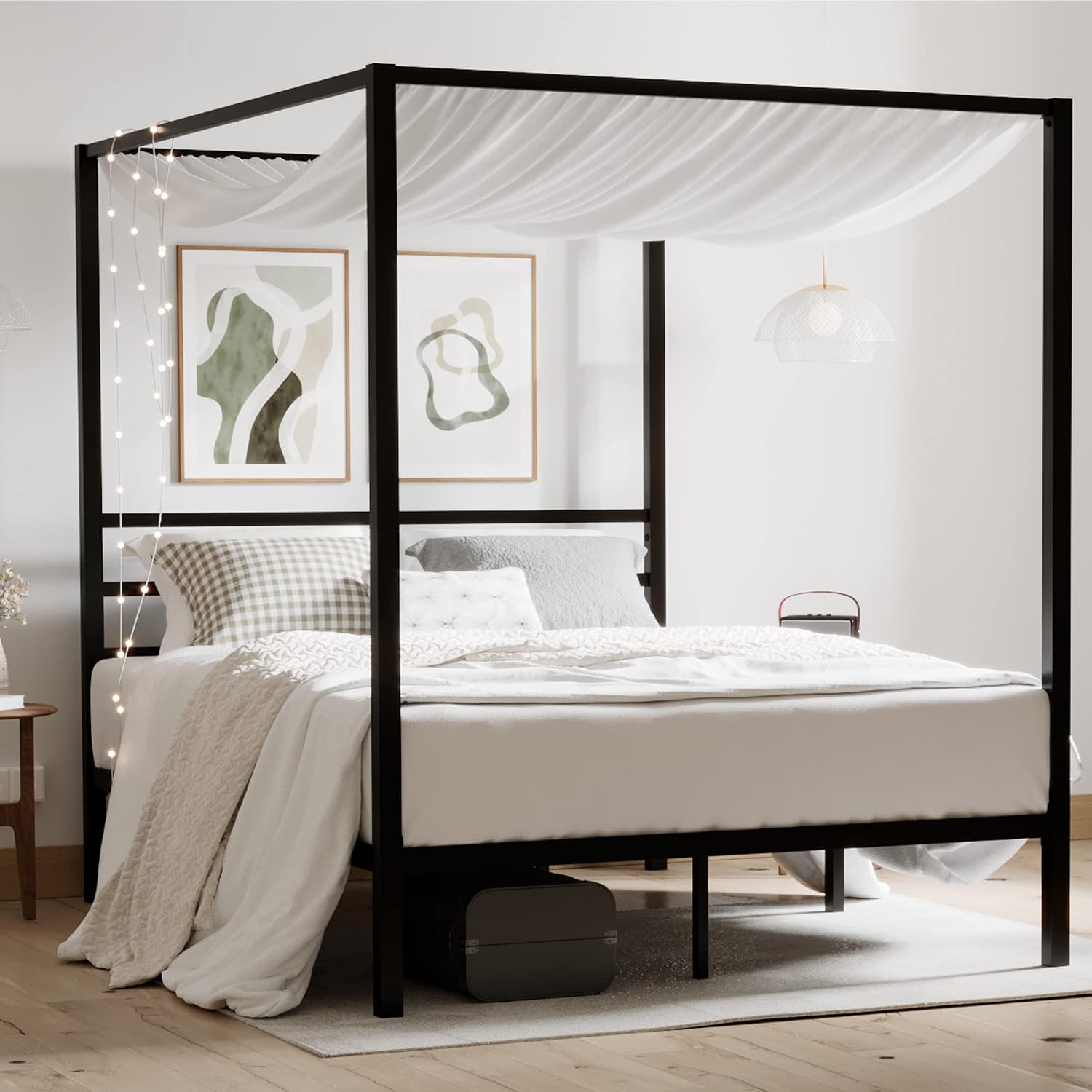 Base de Cama con Toldo de Meta - Canopy Bed Frame Metal Queen reseña y precio