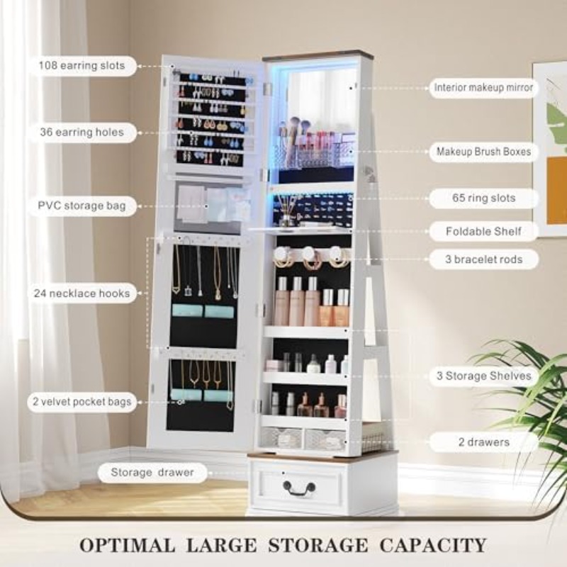 360 ° Armario Giratorio para J - Full Length Mirror Jewelry Armoire reseña y precio