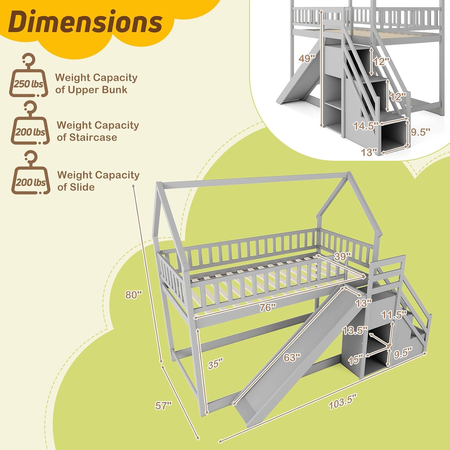 Cama litera doble con escalera - Bunk Bed With Stairs And Slide reseña y precio