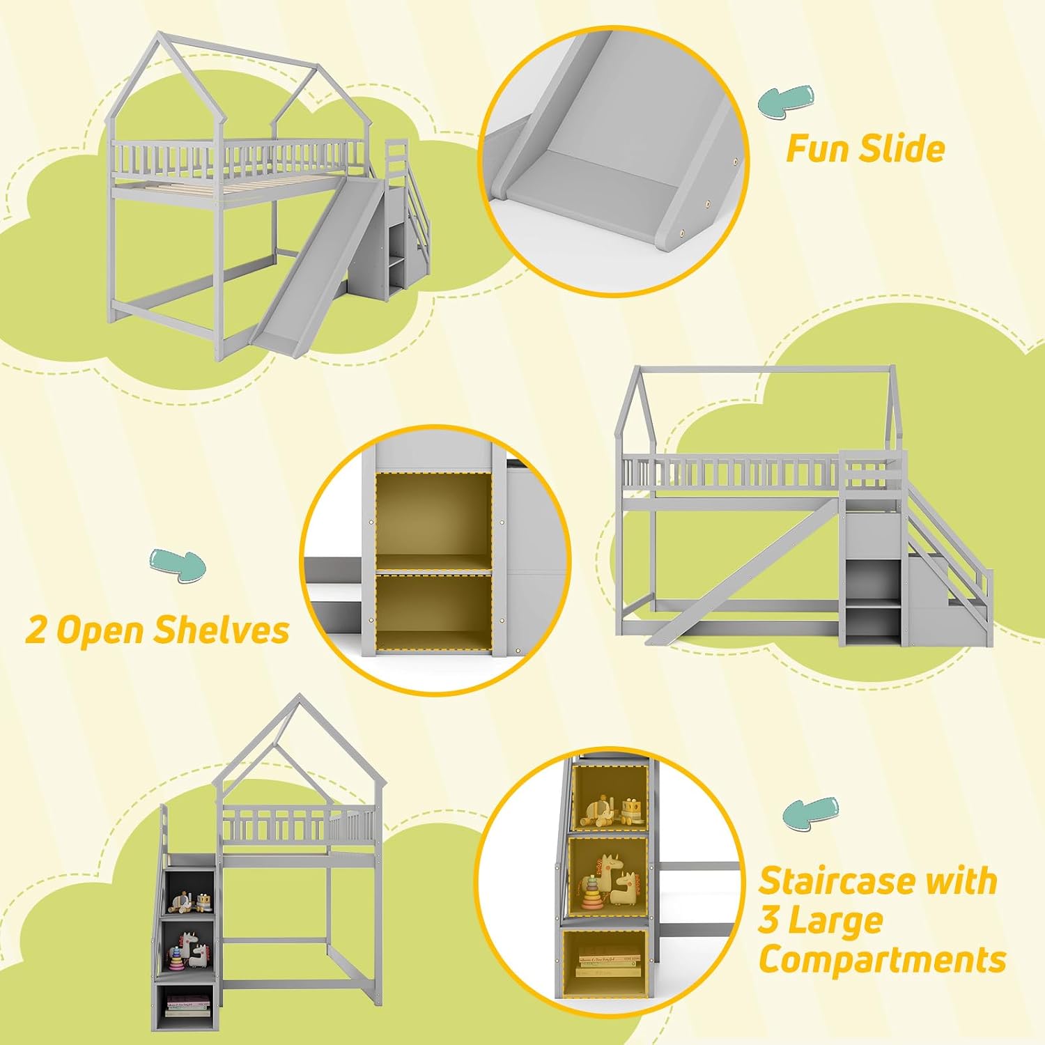 Cama litera doble con escalera - Bunk Bed With Stairs And Slide reseña y precio