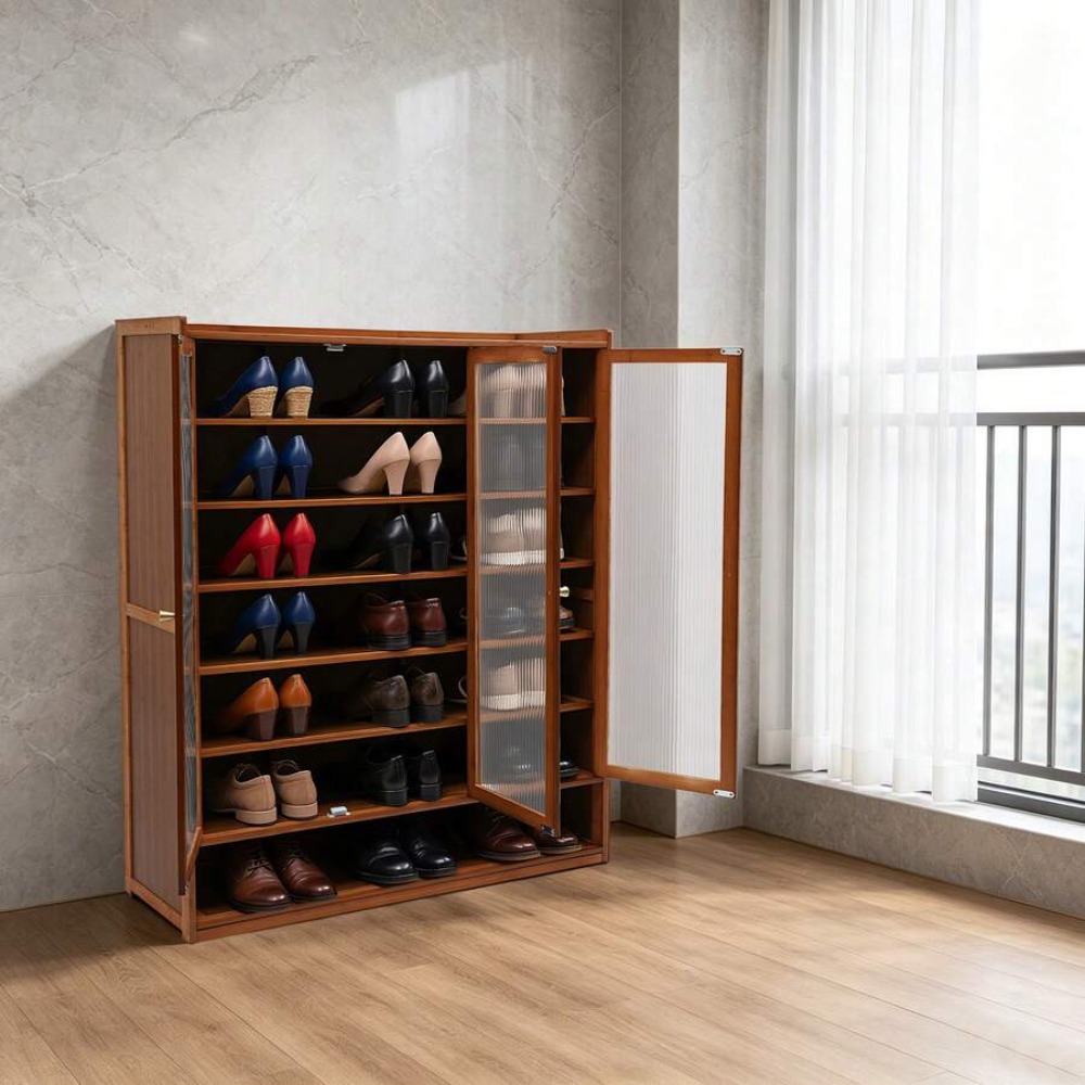 Zapatero de 8 Niveles y 3 Puer - Shoe Rack Cabinet Narrow Entryway reseña y precio