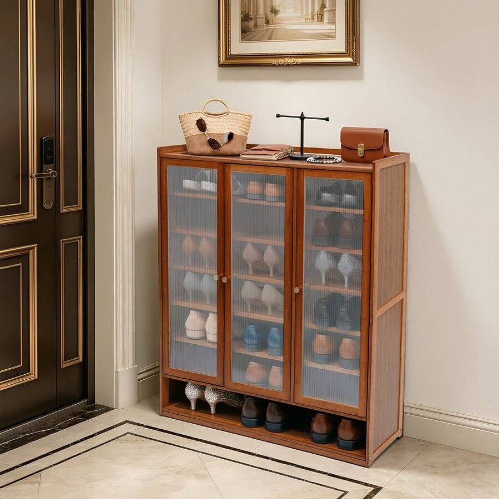 Zapatero de 8 Niveles y 3 Puer - Shoe Rack Cabinet Narrow Entryway reseña y precio