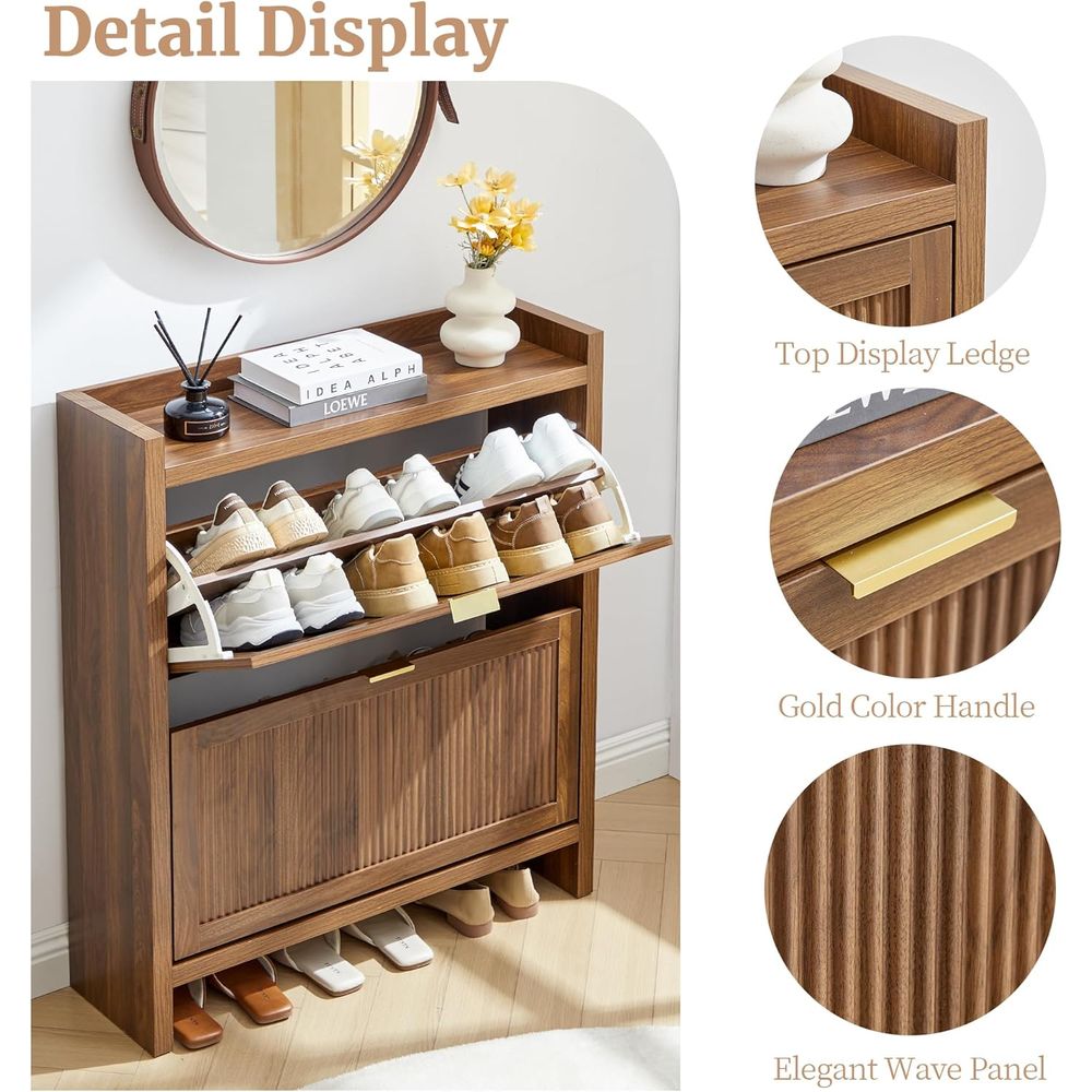 Zapatero de Madera Estrecho pa - Shoe Rack Cabinet Narrow Entryway reseña y precio