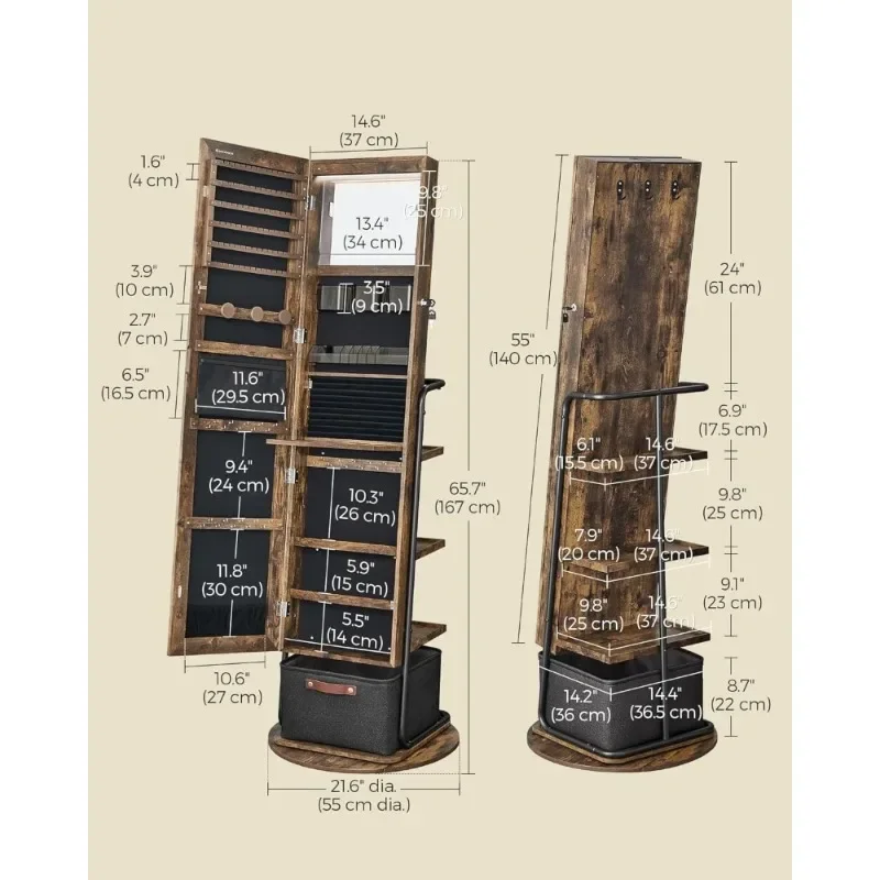 l 360 °   Gabinete de joyería  - Full Length Mirror Jewelry Armoire reseña y precio